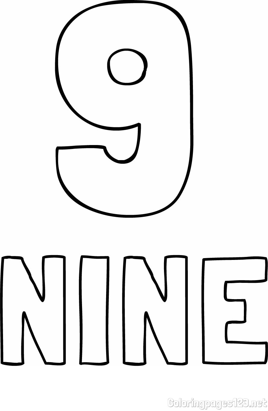 Coloring of the Number Nine (9) with the Written Name