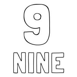 Coloring of the Number Nine (9) with the Written Name