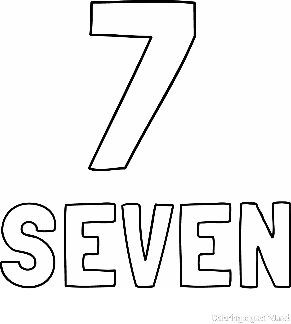 Coloring of the Number Seven (7) with the Written Name