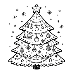Coloring Page of a Beautiful Christmas Tree