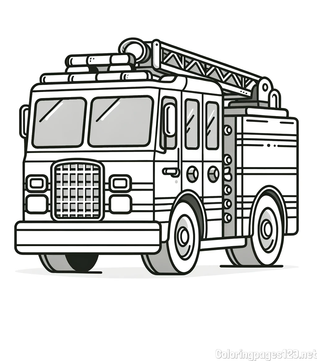Coloring Page of a Big Fire Truck