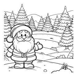 Coloring Page of a Cheerful Santa Claus
