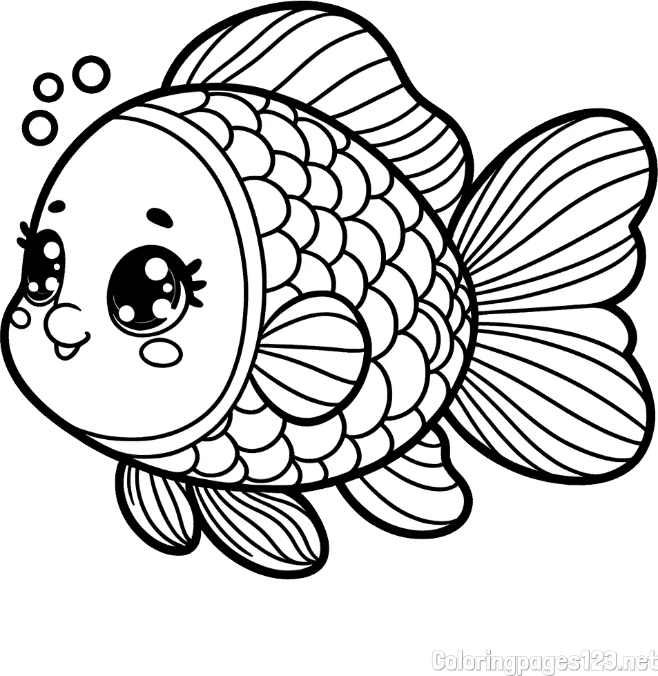 Coloring Page of a Cute Fish