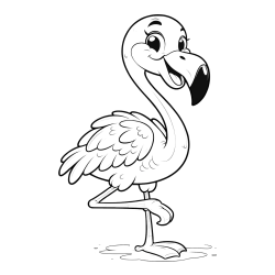 Coloring Page of a Cute Smiling Flamingo