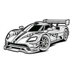 Coloring Page of a Futuristic Racing Car
