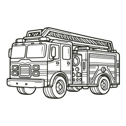 Coloring Page of a Huge Fire Truck