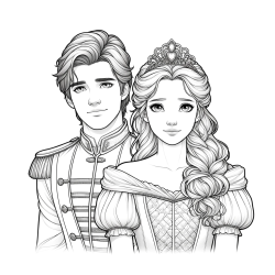 Coloring Page of a Prince and Princess