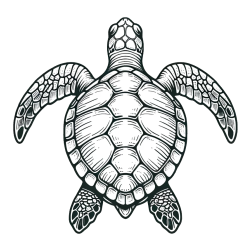Coloring Page of a Sea Turtle from Top