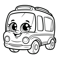 Coloring Page of a Smiling Bus