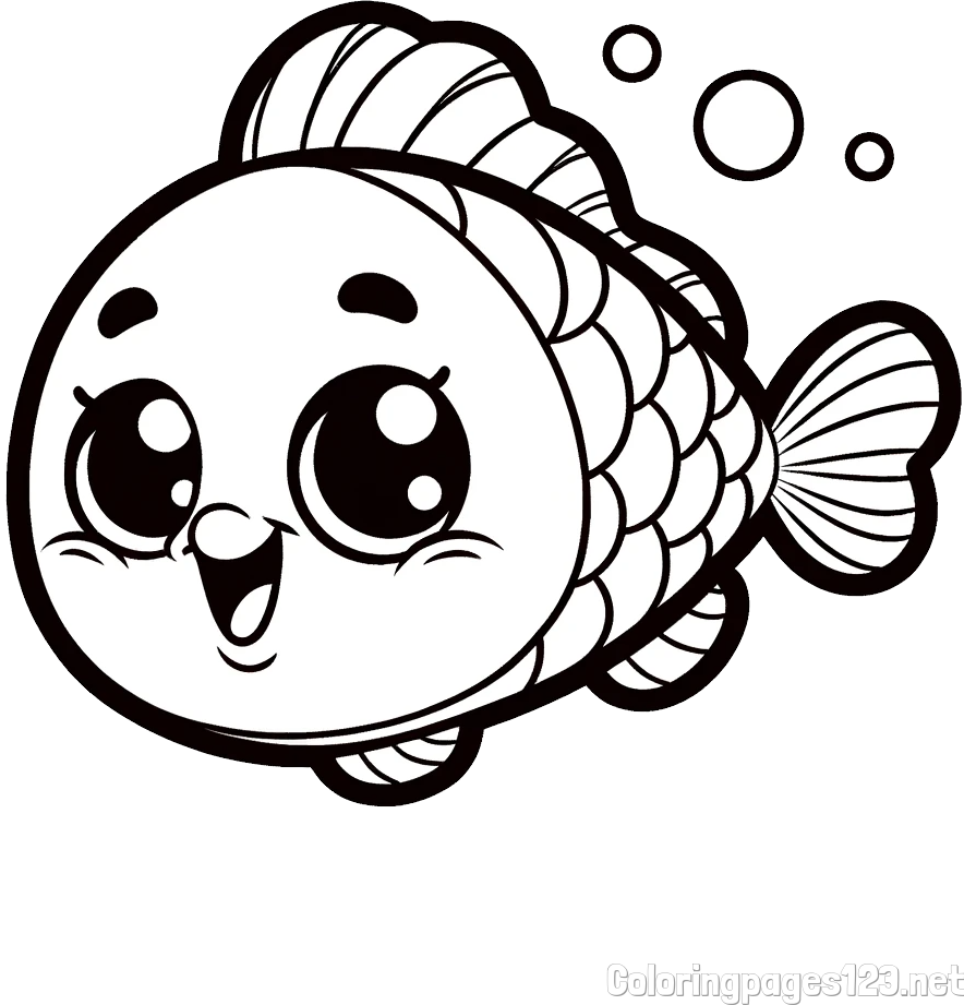 Coloring Page of a Smiling Fish