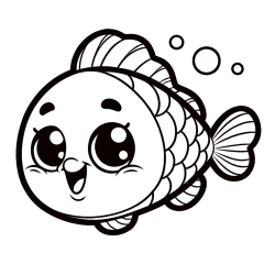 Coloring Page of a Smiling Fish