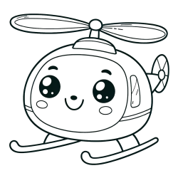 Coloring Page of a Smiling Helicopter