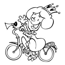Coloring Page of a Woman on a Bicycle