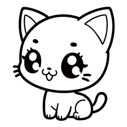 Coloring Page of an Anime Cat