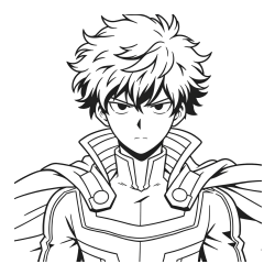Coloring Page of an Anime Superhero