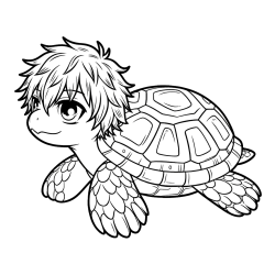 Coloring Page of Anime Turtle