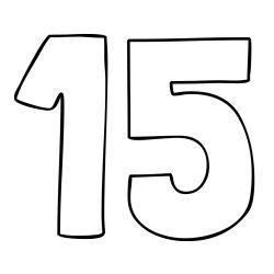 Coloring Page of Number Fifteen (15)