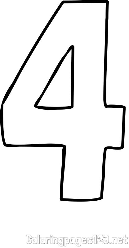 Coloring Page of Number Four (4)
