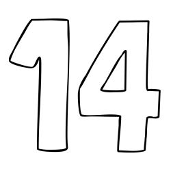 Coloring Page of Number Fourteen (14)