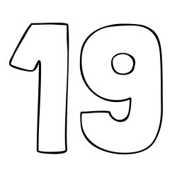 Coloring Page of Number Nineteen (19)