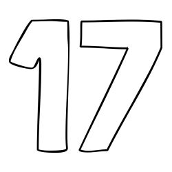 Coloring Page of Number Seventeen (17)