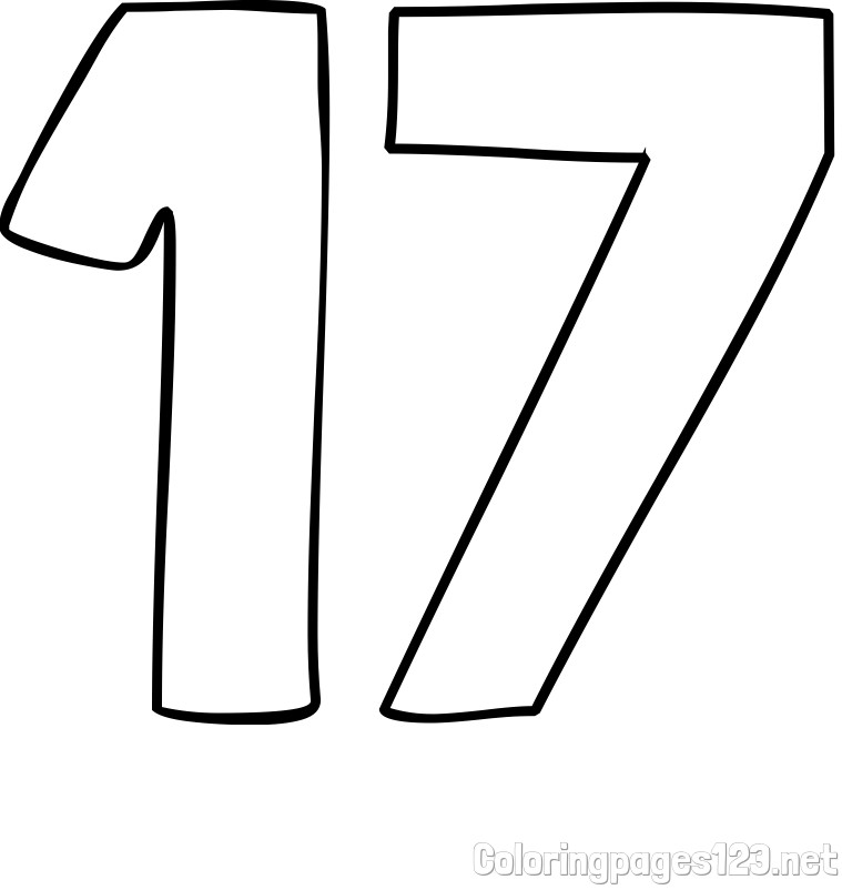 Coloring Page of Number Seventeen (17)