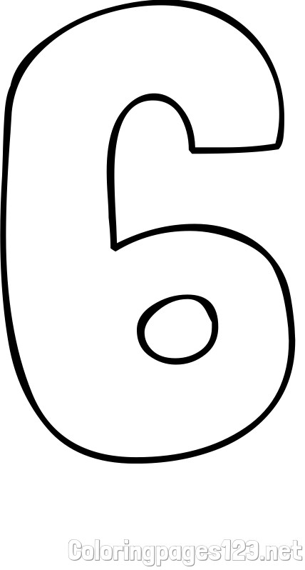 Coloring Page of Number Six (6)