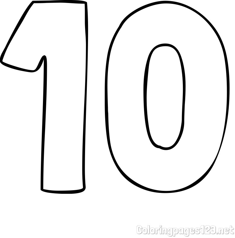 Coloring Page of Number Ten (10)