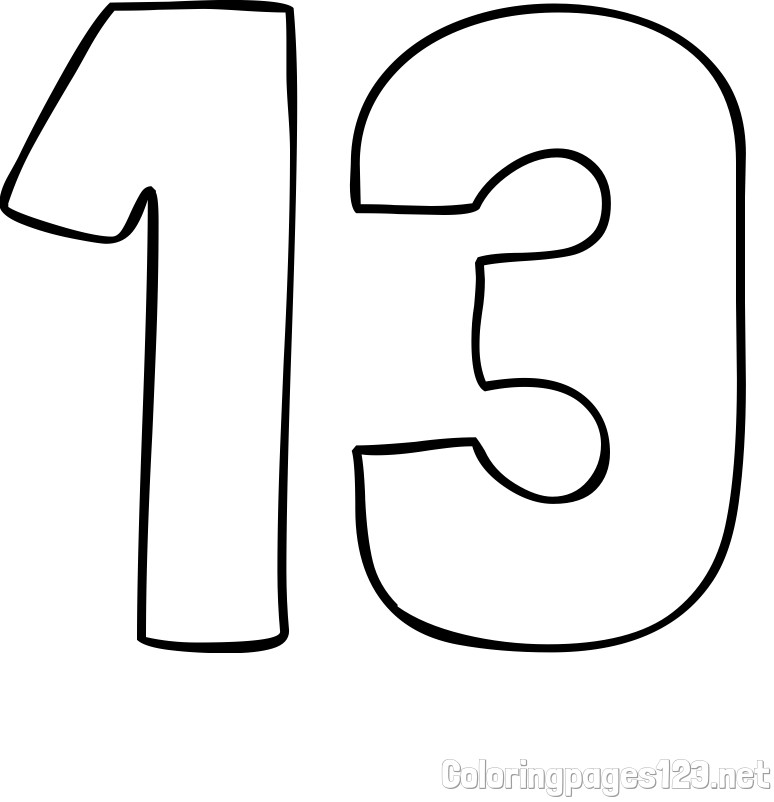 Coloring Page of Number Thirteen (13)