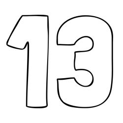 Coloring Page of Number Thirteen (13)