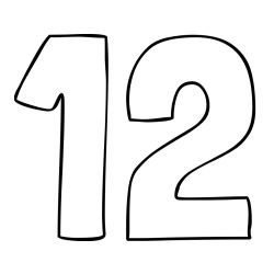 Coloring Page of Number Twelve (12)