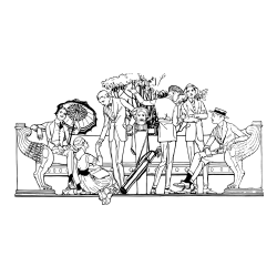 Coloring Page of People on a Bench