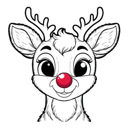 Coloring Page of Rudolph the Red-Nosed Reindeer