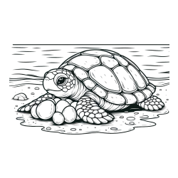 Coloring Page of Turtle Laying Eggs