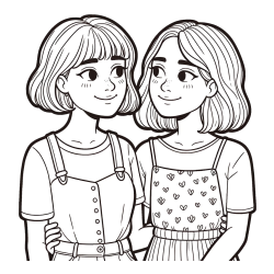 Coloring Page of Two Girls (Best Friends Forever)