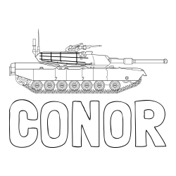 Online Created Coloring Page - CONOR Coloring Page and M1 Abrams Tank Coloring Page