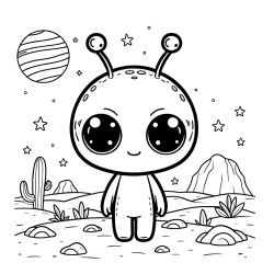 Cute Alien Coloring Page