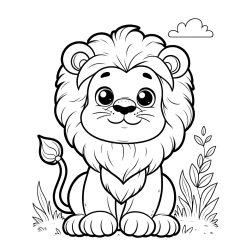 Cute Baby Lion Coloring Page