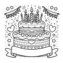 Cute Birthday Cake Coloring Page
