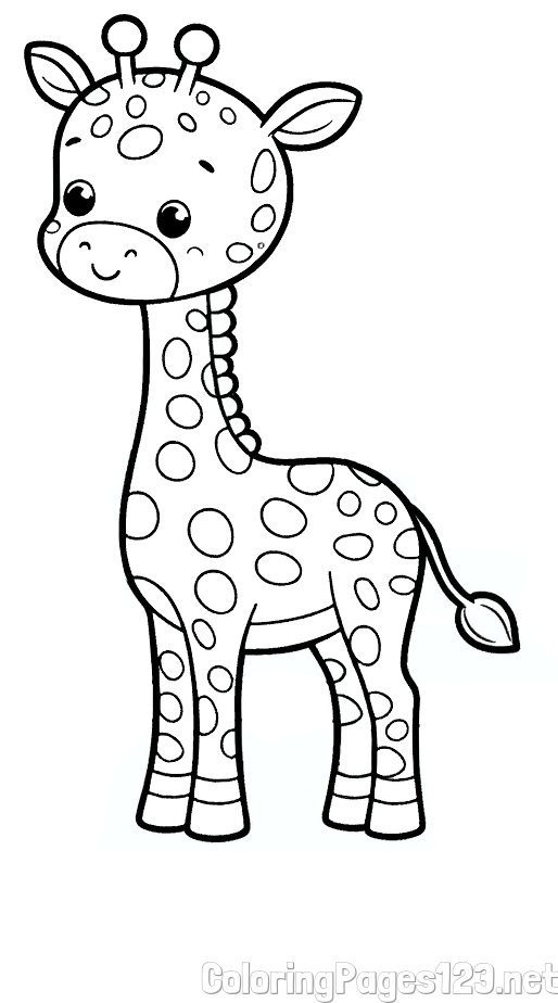 Cute Giraffe Coloring Page for Kids