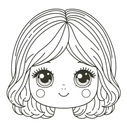 Cute Girl Face Coloring Page