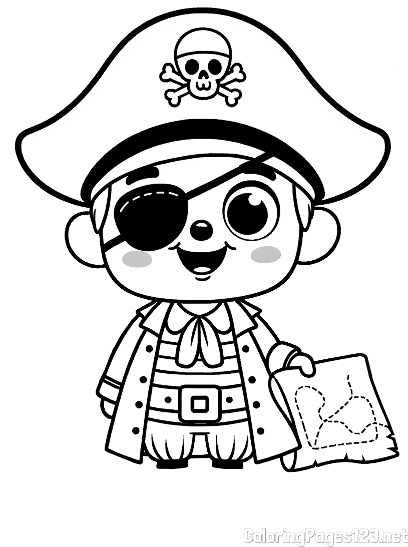 Cute Pirate Coloring Page