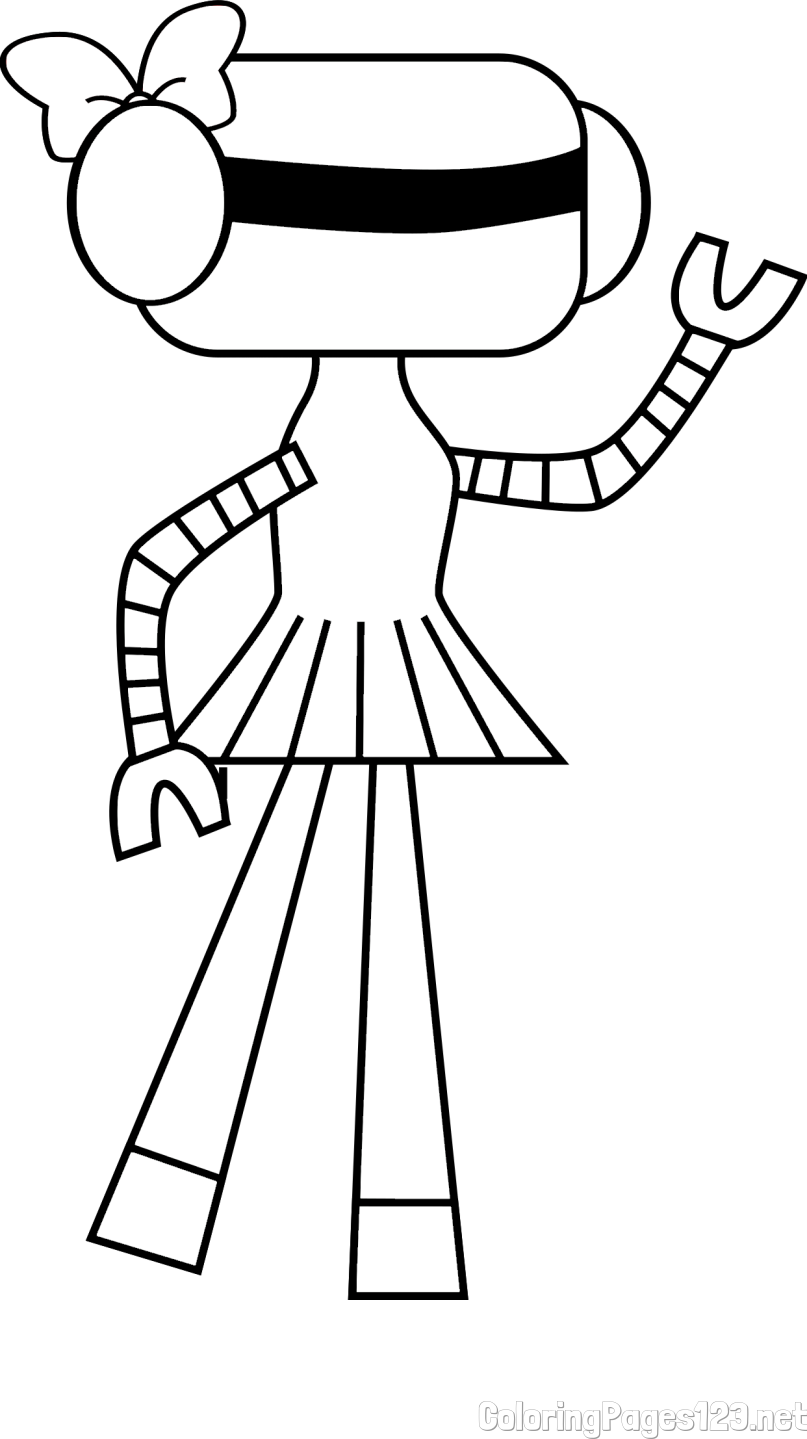 Cute Robot Girl Coloring Page