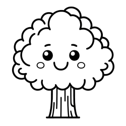 Cute Smiling Tree Coloring Page