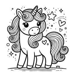 Cute Unicorn Coloring Page