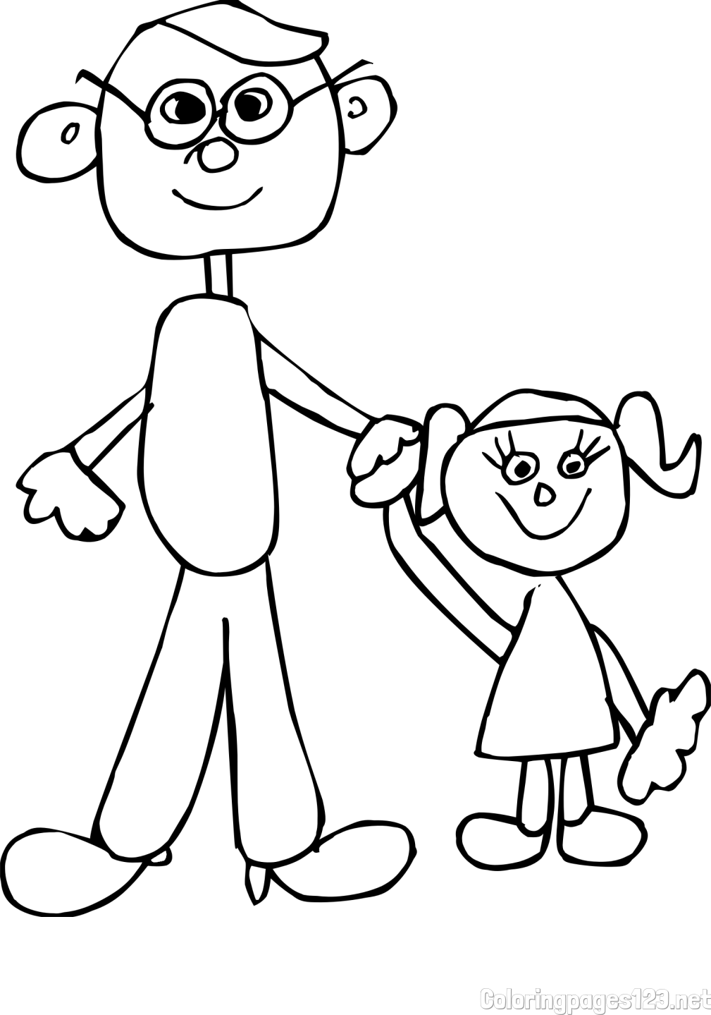 Dad and Daughter Coloring Page