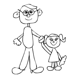 Dad and Daughter Coloring Page