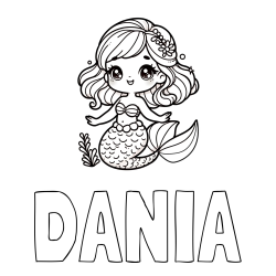 Online Created Coloring Page - DANIA Coloring Page and Coloring Page of a Charming Mermaid