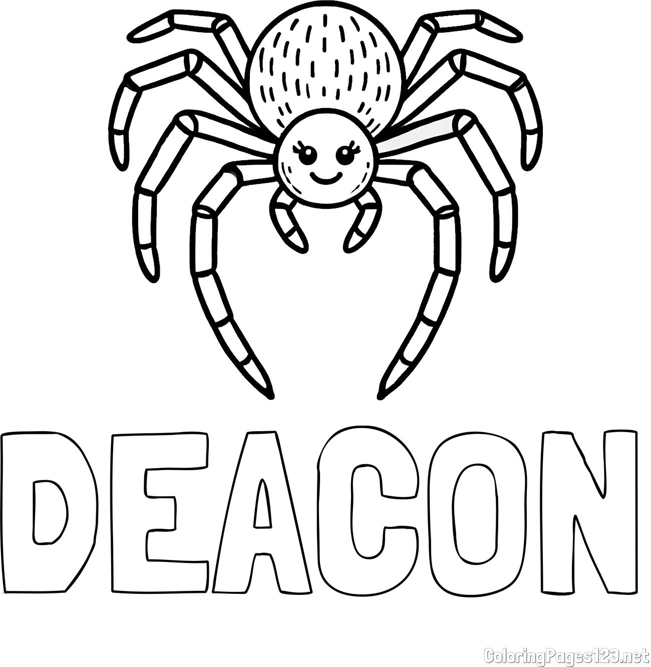 DEACON Coloring Page and Spider Coloring Page for Kid