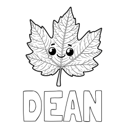 Online Created Coloring Page - DEAN Coloring Page and Smiling Leaf Coloring Page for Kids